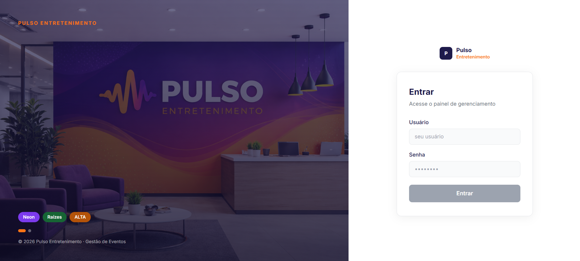 Dashboard do Gerenciador de Eventos